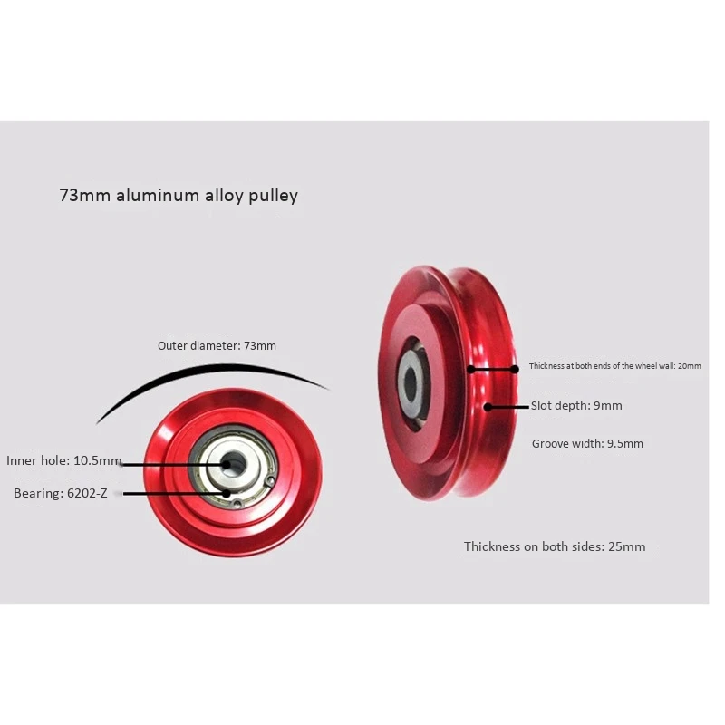 73Mm Universal Aluminum Lift Heavy Load Bearing Pulley Wheel Cable Fitness Gym Equipment For Climbing Camping Pulley