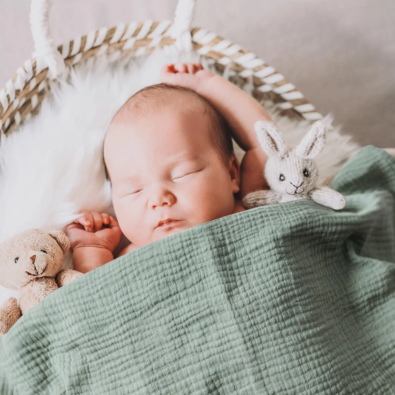 Newborn Swaddle Wrap, Solid Double-Layer Cotton Towel, Zero-Fluorescent, Organic Baby Blanket