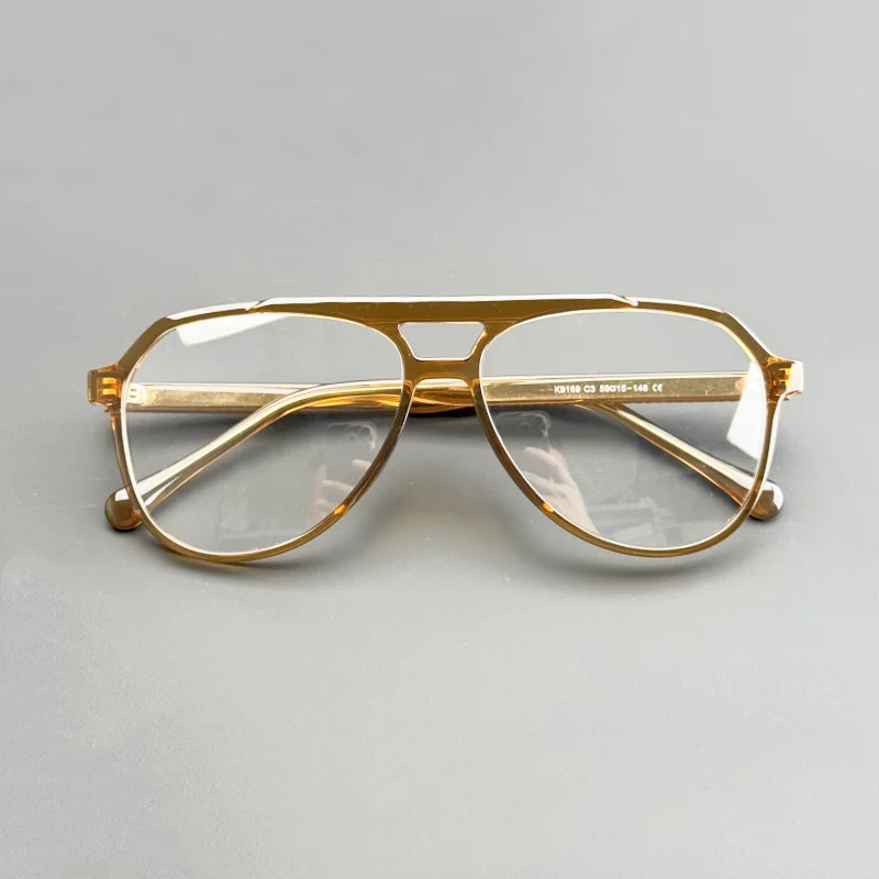 

Boric acid double-beam spectacle frame - Men's retro large face style personalized optical glasses - Women's made-to-order presc