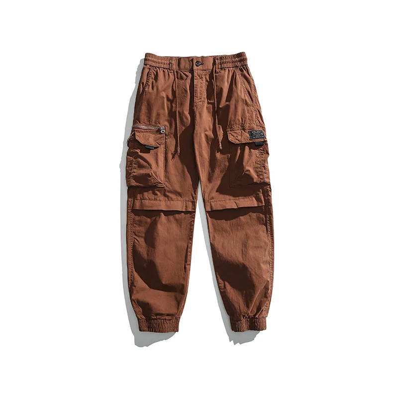 Calça lápis cargo casual masculina, calça solta, cintura elástica, monocromática, bolsos múltiplos, correr de rua, ao ar livre, moda, nova, 2022