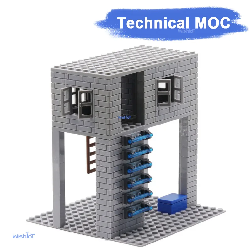 133 Piezas de Bloques de Construcción MOC DIY, Modelo de Casa Pequeña, Pared de Piedra Gris, Arquitectura de Gran Altura, Mini Kit de Construcción, Juguete Educativo para Niños