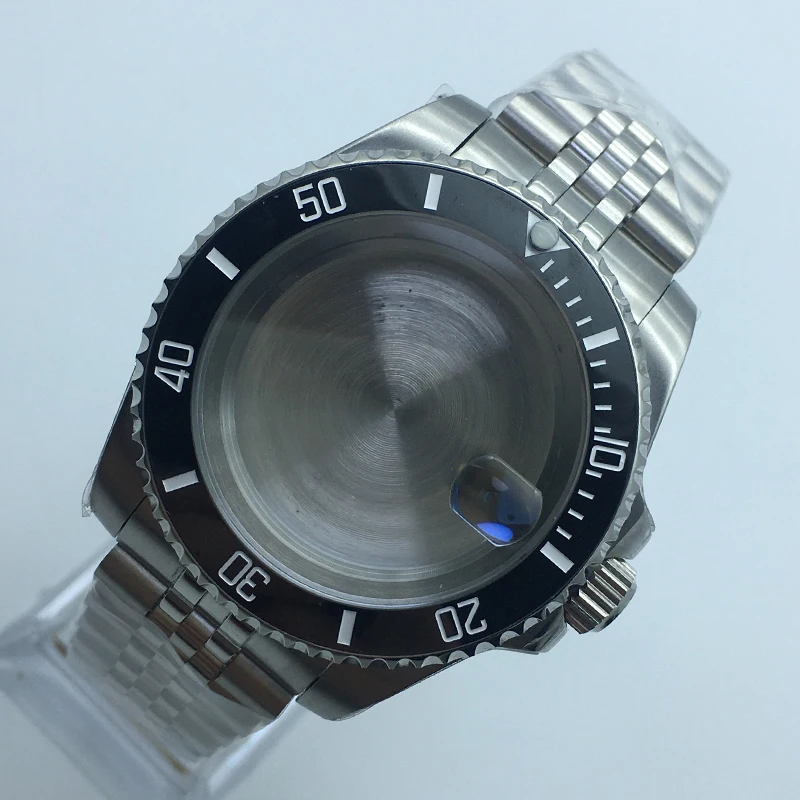 40mm Luxury Men's Watch Case Jubilee Bracelet Sapphire Ceramic bezel Glass Exhibition Rear Cover For Seiko nh35 nh36/38 Movement