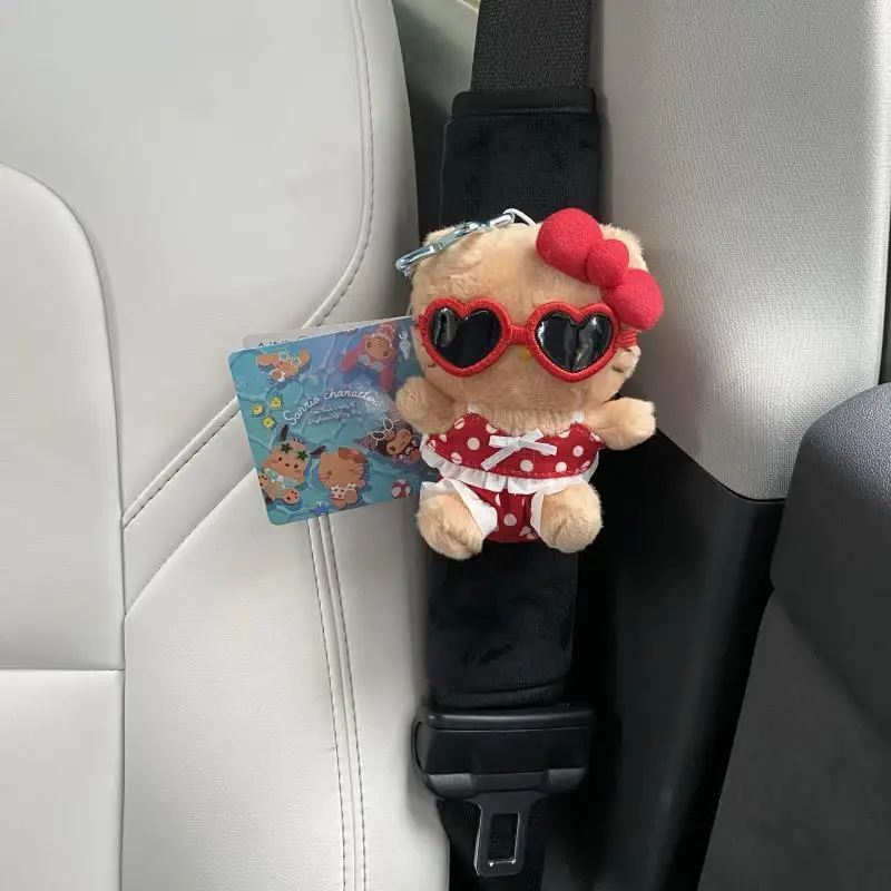 Anime Hawaii Series Hellokittys Plush Doll Car Seat Belt Cover Kawaii Auto Interior Accessories Wear Resistant Anti Slip Sleeves