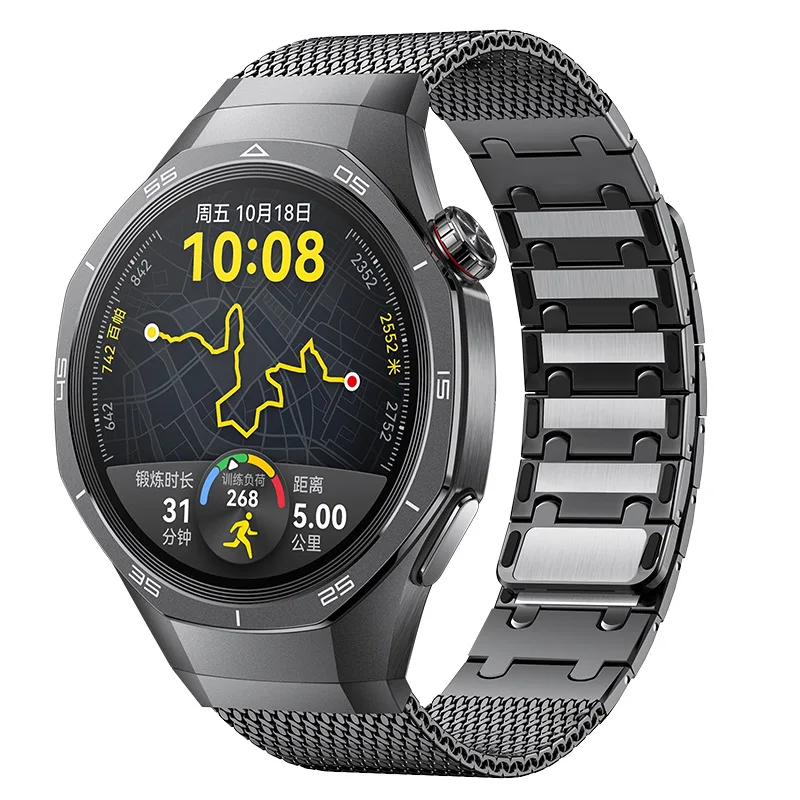 DLC Kratzfestes Edelstahl-Uhrenarmband, verstellbares, doppelt magnetisches Mesh-Armband für Huawei Watch GT5 Pro – Detail 11