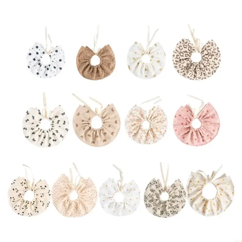 F1CB Infant Drooling Bib Rotatable Baby Bib Cotton Teething Bib Toddler Burp Cloths