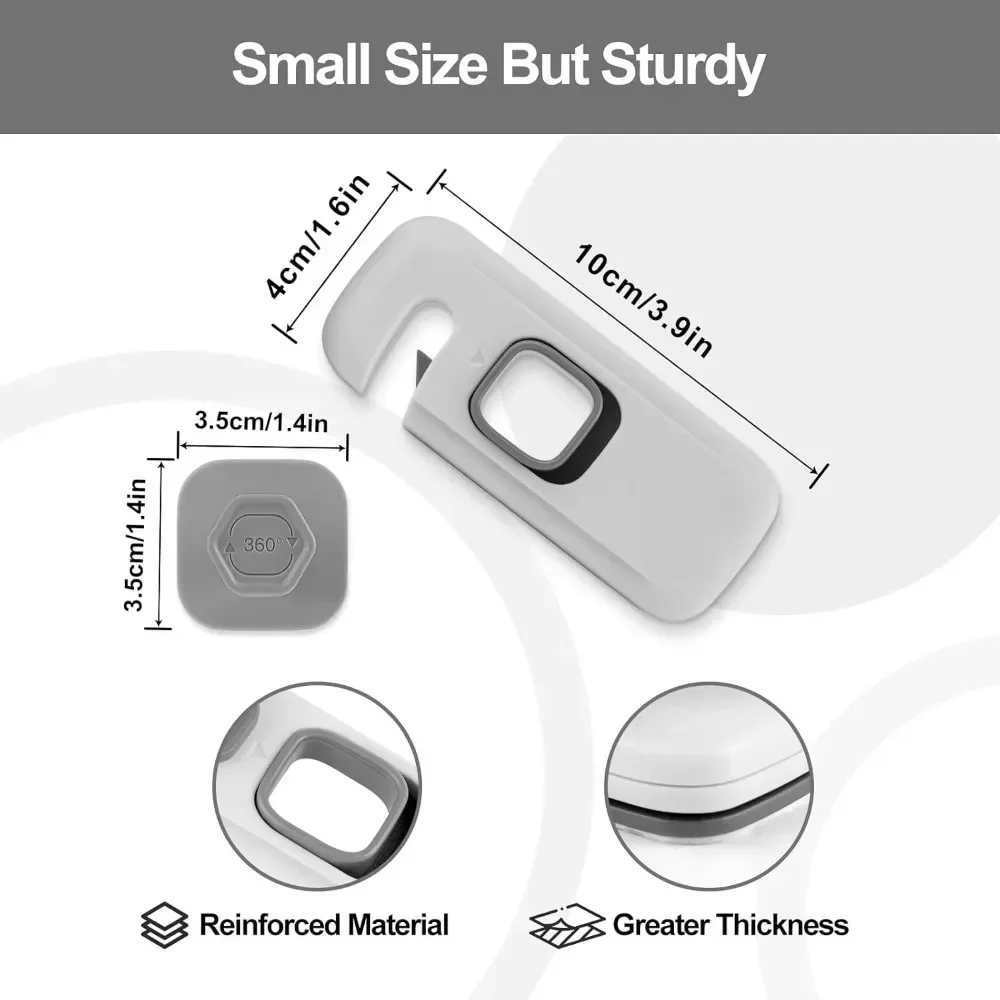 5-piece Cabinet Lock, No Tools or Drills Required, Strong Adhesive, Gray Safety Child Protection Double Door Refrigerator Lock