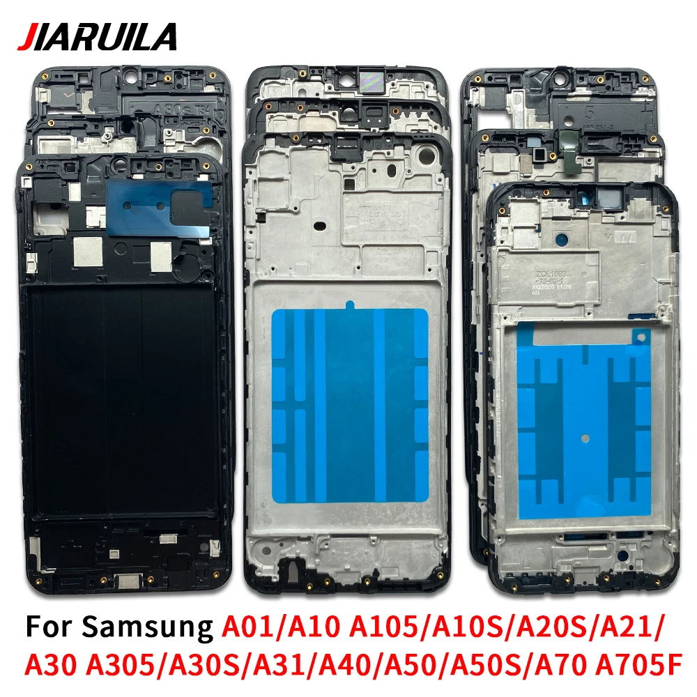 Front Housing LCD Screen Middle Frame Cover Bezel Plate Parts For Samsung A01 A10 A10S A20S A21 A30 A30S A31 A40 A50 A50S A70