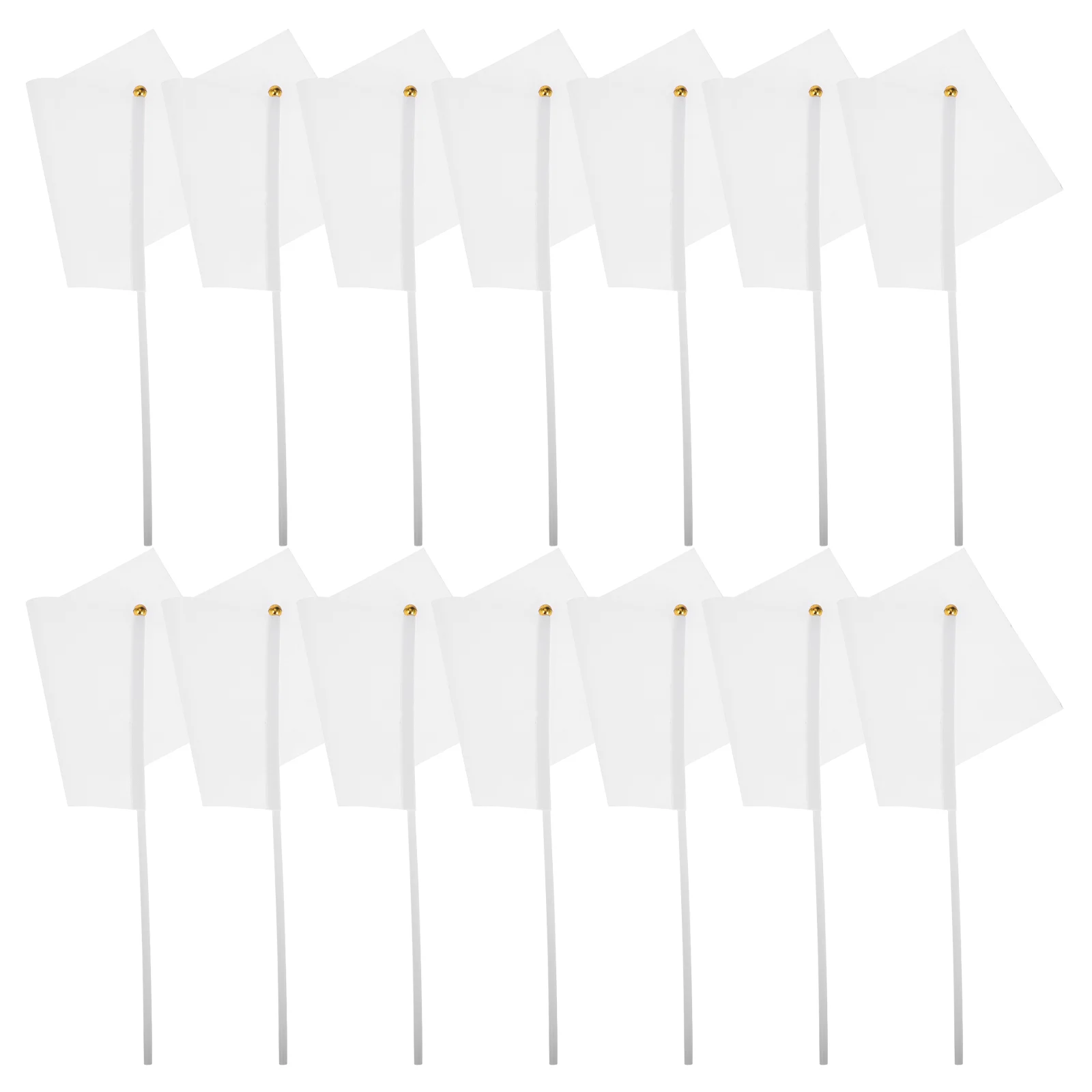 

48 PCS White Waving Flag Hand-cranked Racing Banner Commanding Referee Flagpole