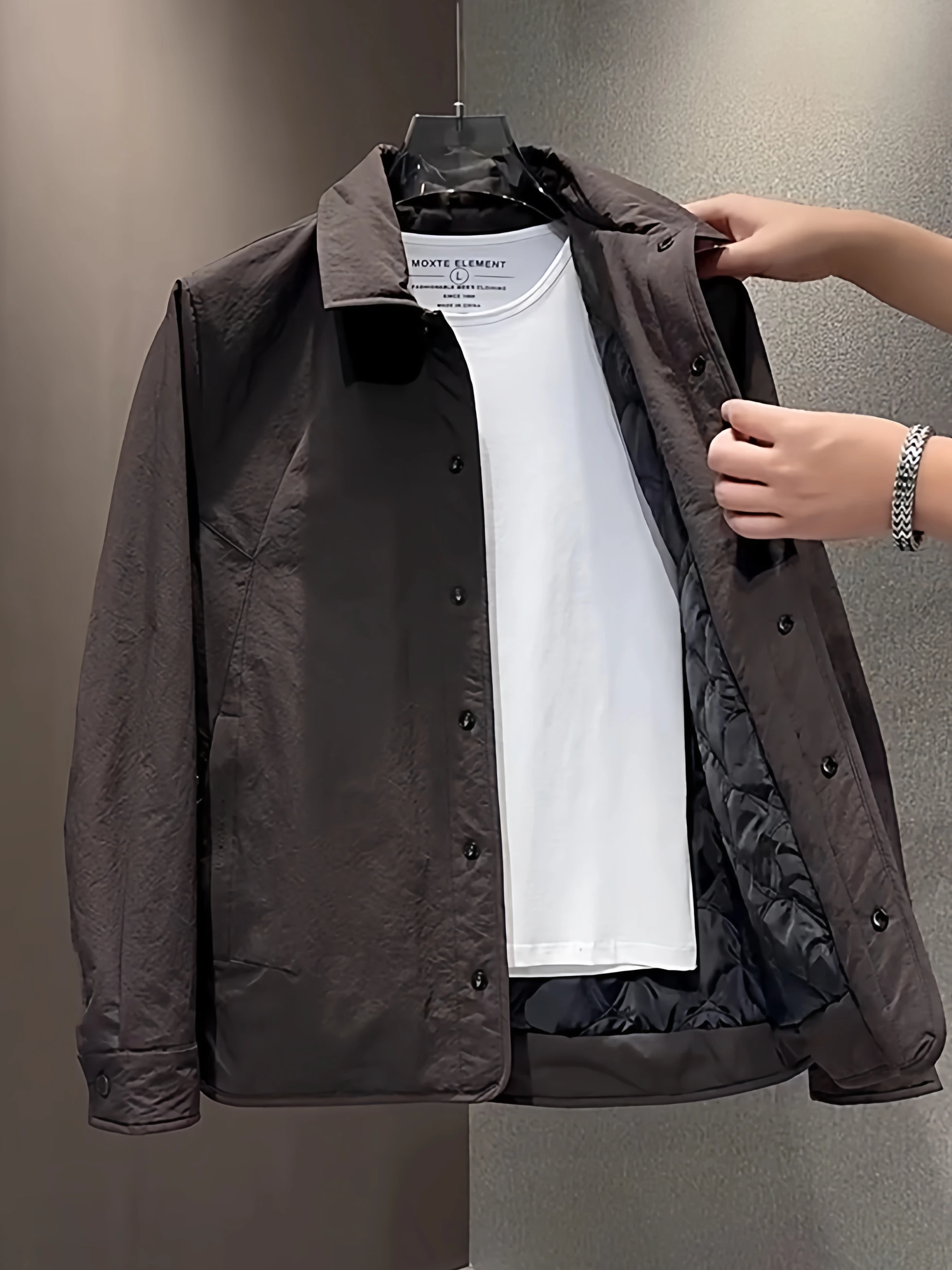 

Мужская повседневная хлопковая куртка Thiened, теплая куртка с откидным воротником, осень-зима, новое пальто высокого класса, повседневное универсальное мужское пальто