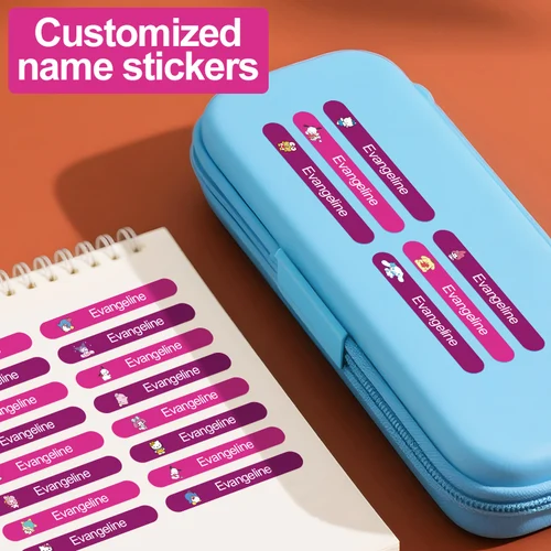 Sanrio pegatinas con nombre personalizado, pegatinas temáticas duraderas impermeables, regalos únicos para ordenador portátil, decoración de mochilas escolares, decoradores DIY