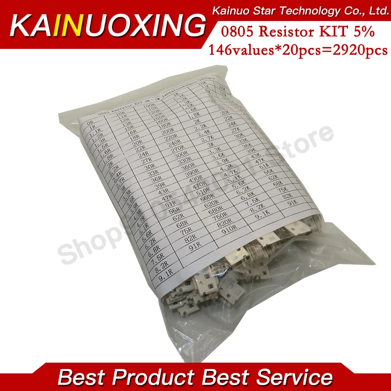 

0805 SMD 5% Resistor Samples kit ,1R-1M ohm 146ValuesX20pcs=2920pcs