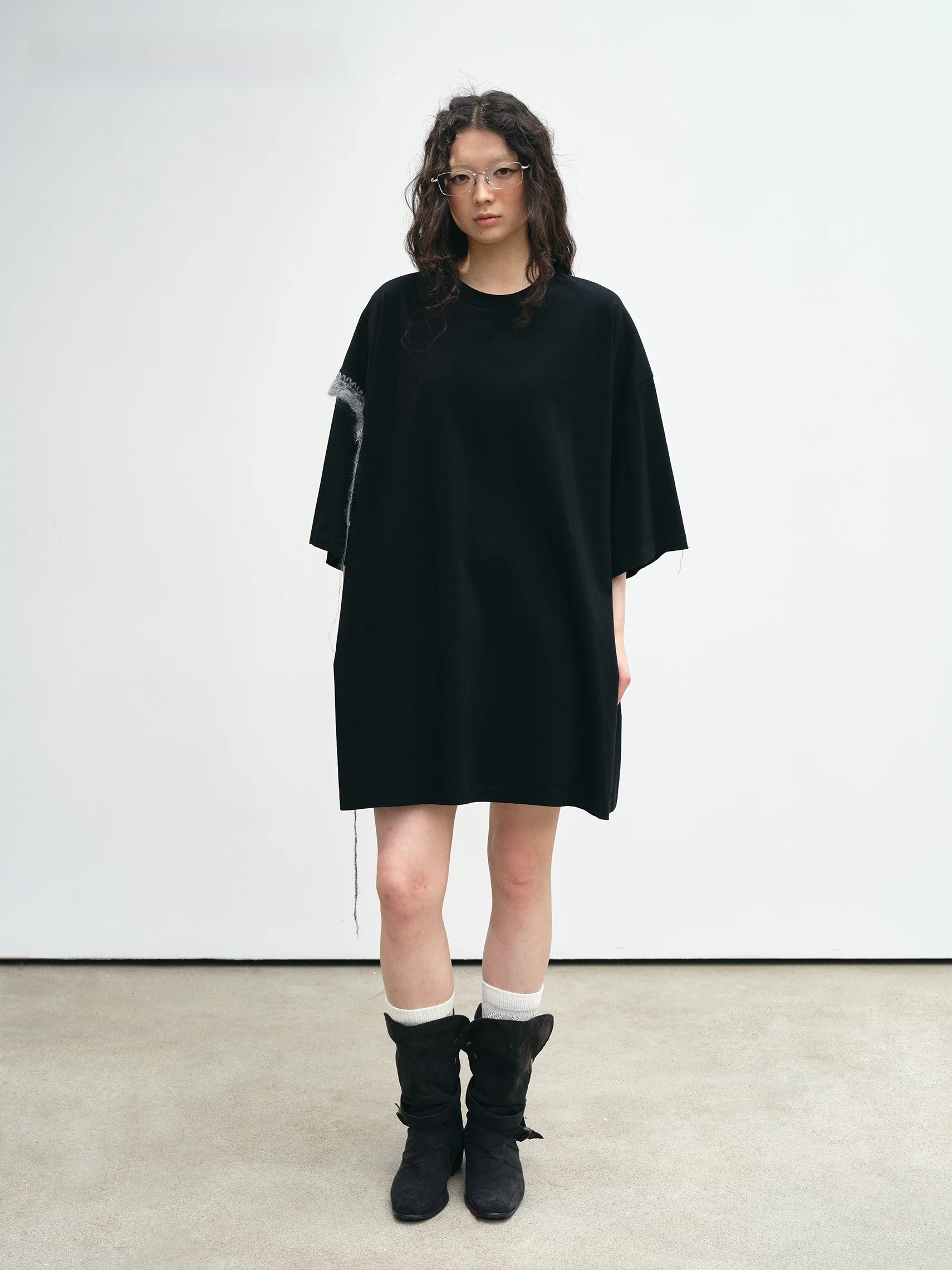 VERMO Oversize Loose Short Sleeve T-Shirt Handmade Cashmere Fringe Crochet Casual Style Cotton Pure Color Summer Top