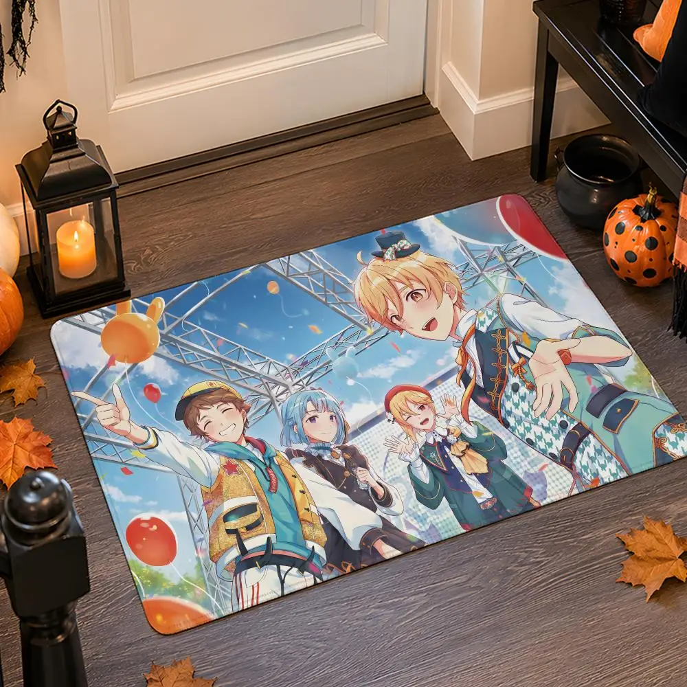 Anime E-Ensemble S-Stars Floor Mat Flannel Rug Non Slip Absorbent Soft Washable For Entryway Hallway Bathroom Kitchen Decor