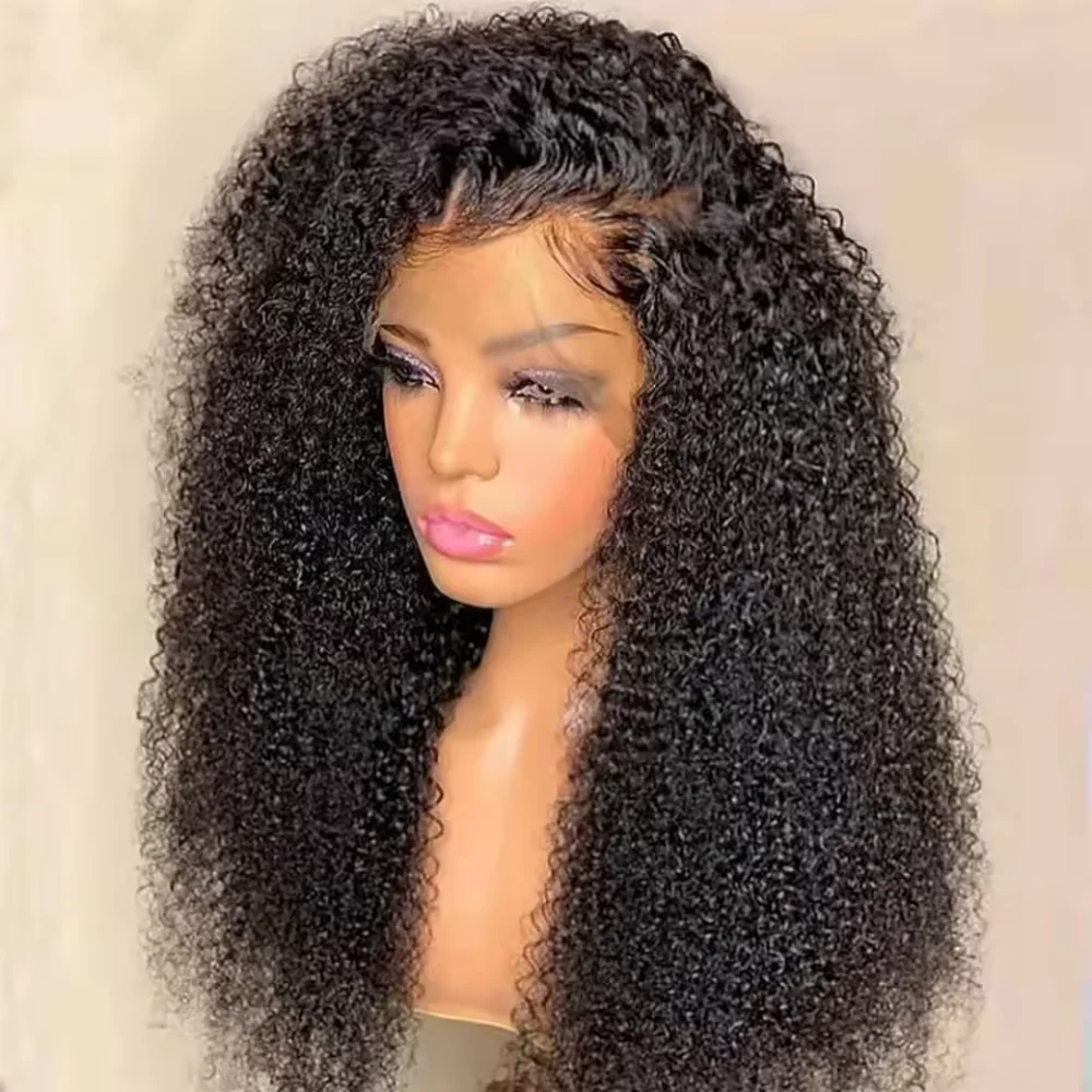 200% Density 40/42 Inch 13x6 13x4 Jerry Curly Wig Clearance Sale Real Human Hair Curly Wig HD Transparent Lace Wig Pre Plucked Natural Hairline Natural Black Natural Realistic Look Easy To Install Ideal For All Black Women Clearance Sale