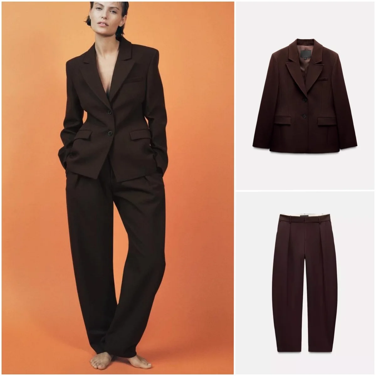 بدلة أنيقة بتصميم مريح تتكون من سترة بأكمام طويلة وزر واحد وتنورة قصيرة بأسلوب عملي وضيق #5