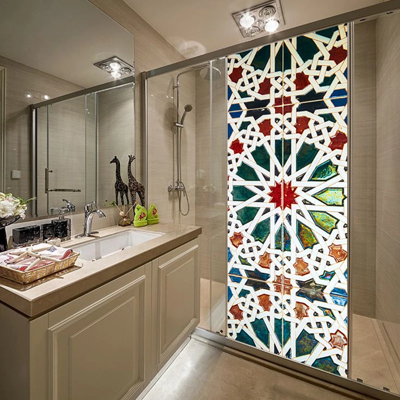 Kaleidoscope Color Door Sticke - Home Bathroom Wallpaper ulasan dan harga
