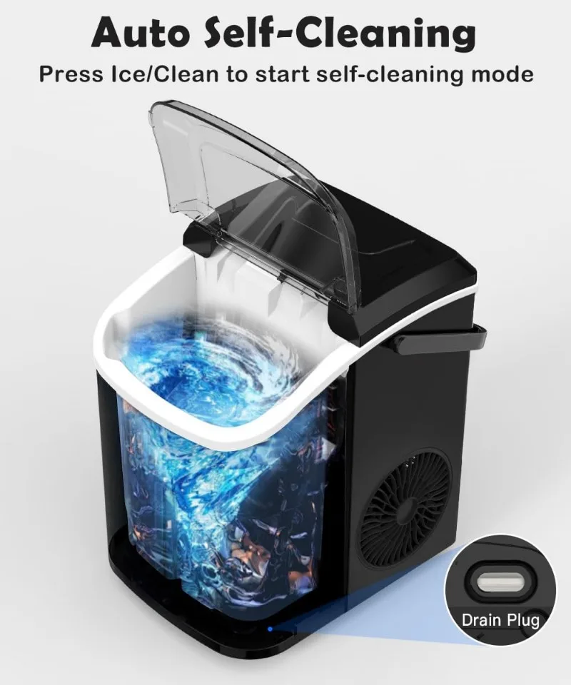 COWSAR-Fabricante portátil do gelo do seixo, bancada mastigável, Crocante Pellet Ice Cubes Machine, máquina auto-limpeza, 34Lbs por dia