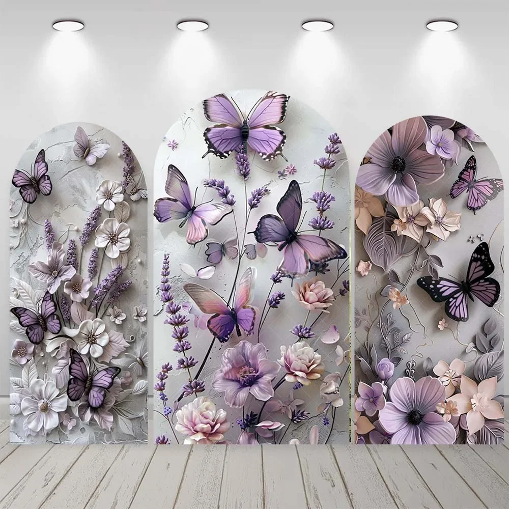 VIKAMA فراشة حفلة قوس خلفية غطاء فتاة عيد ميلاد حفل زفاف الديكور مخصص الكتابة الخلفيات الزخرفية