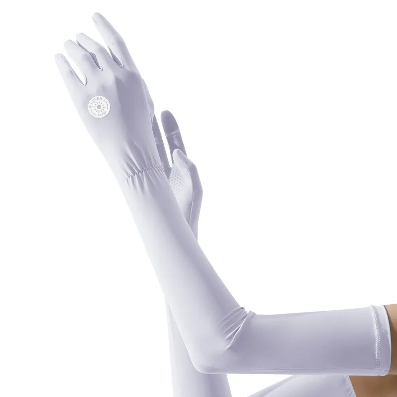 Women's Summer Sunscreen Gloves Long Outdoor Driving Riding Non Slip Breathable Ice Silk Sleeves Open Finger Touchable Screen