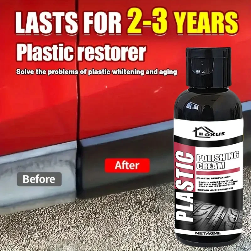 Plastic & Rubber Repair Paste - Black Crystal Polish for Car Scratches, Tire Shine & Interior Renewal, Anti-Aging & Fade Re