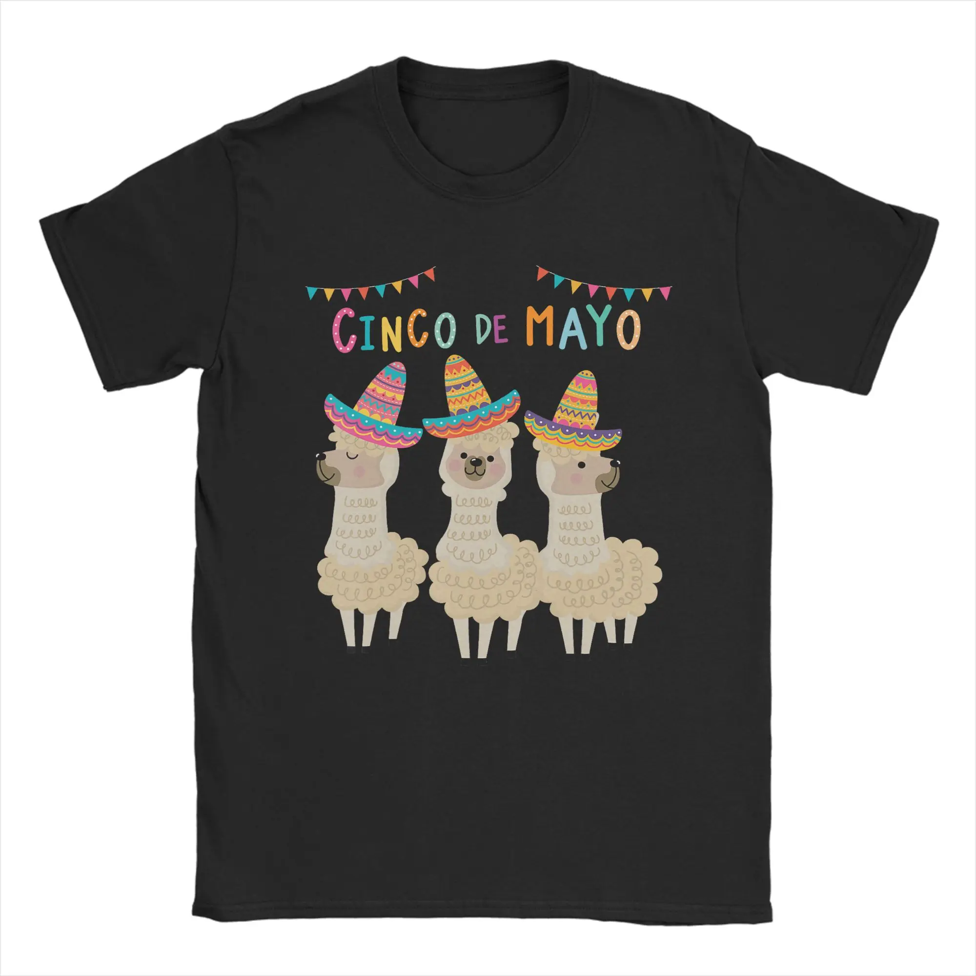 Cinco De Mayo Llama Fiesta Ultimate Party Vibe May 5th T-Shirts Men Casual Cotton Tees Round Neck T Shirt Plus Size Clothing