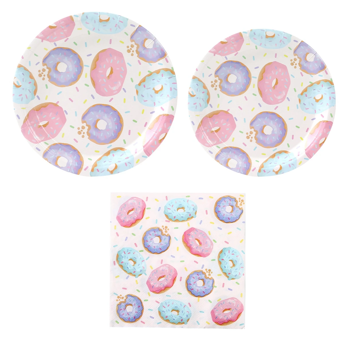 Donut Birthday Decoration Disposable Tableware Donut Themed Party Paper Plates Napkins Donut Birthday Party Baby Shower Decor