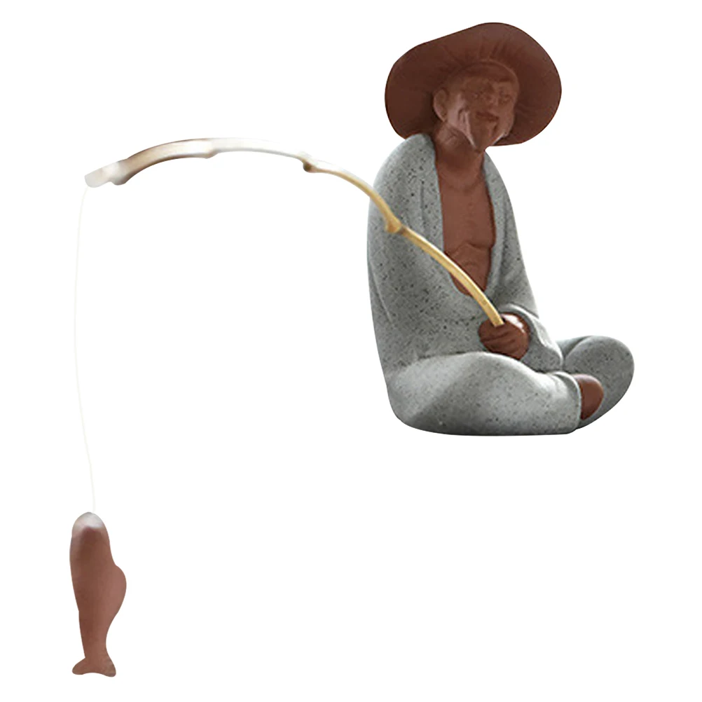 

1Set Ceramic Retro Jiang Taigong Fishing Statue Delicate Craftsmanship Aquarium Garden Plant Pot Decorative Ornament