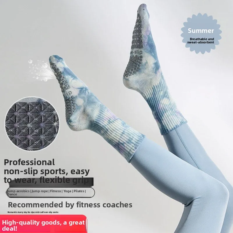 

Весенне-осенние модные градиентные носки для йоги средней длины, противоскользящие, для танцев, женские спортивные носки, для фитнеса, пилатеса, для занятий на полу