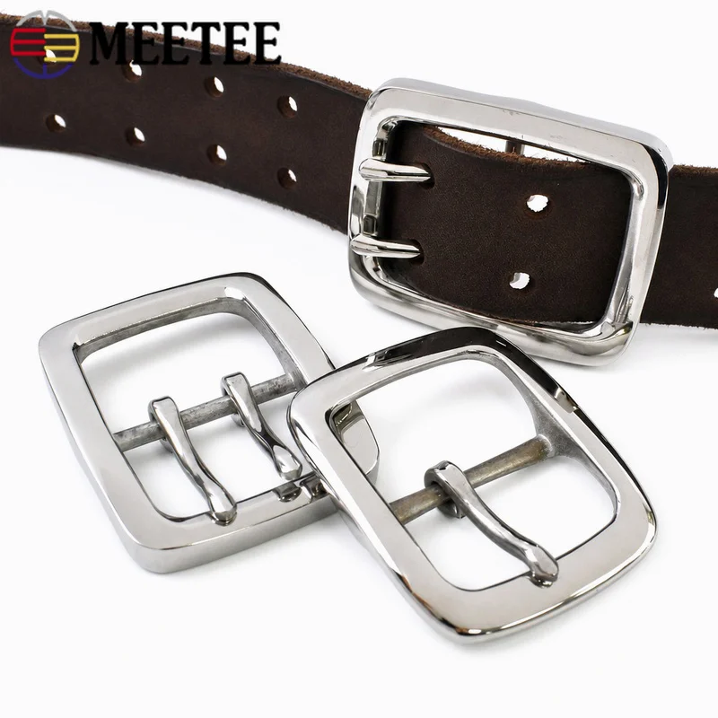 

1Pc Meetee 40mm Stainless Steel Belt Buckle Single/Double Pin Buckles Men's Belts Jeans Waist Head DIY Leather Accessories