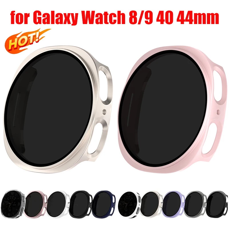 Privacy Glass+Watch Case for Samsung Galaxy Watch 8/9 40 44mm Scratch-Resistant and Shockproof All-Around Protective Case