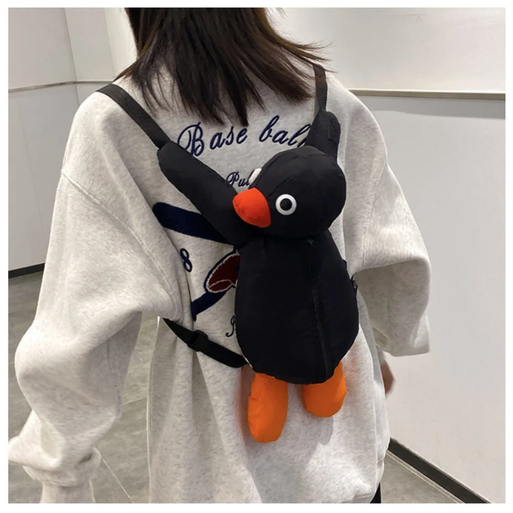 Cute Penguin Backpack Nylon Wear-resistant Children's Bag Breathable Plush Doll Bag