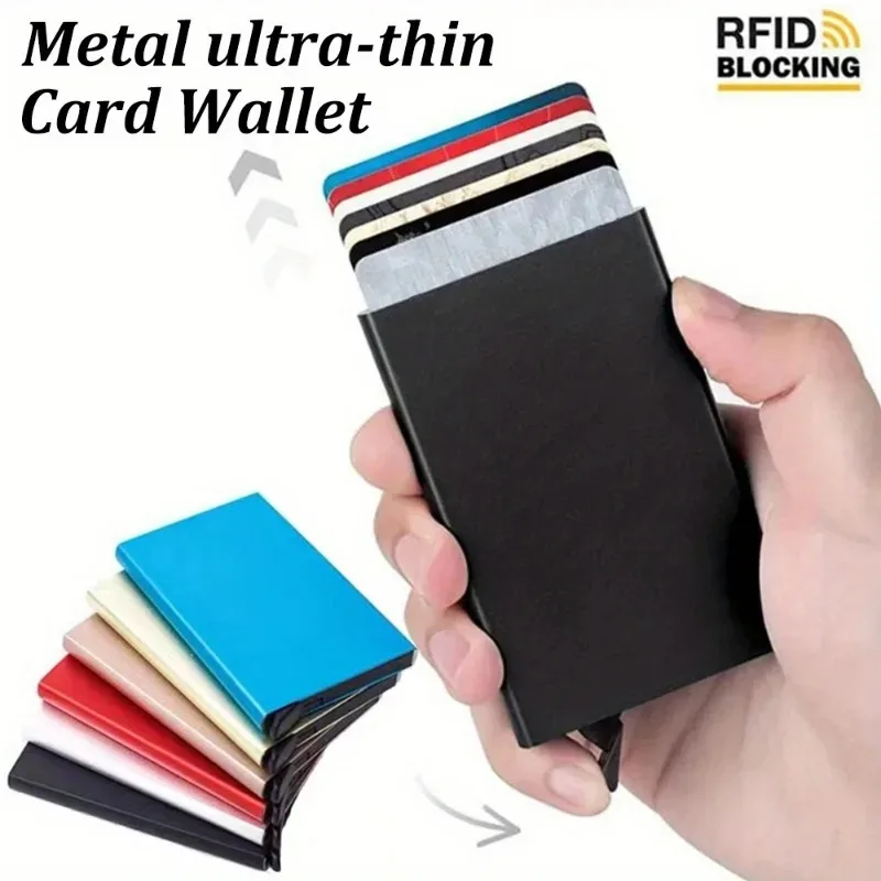 RFID Pop-up-Karten halter Metall dünne schlanke Männer Frauen Brieftaschen minimalist ische kleine Geldbörse ID Kreditkarte Clip Visitenkarte Box Brieftasche