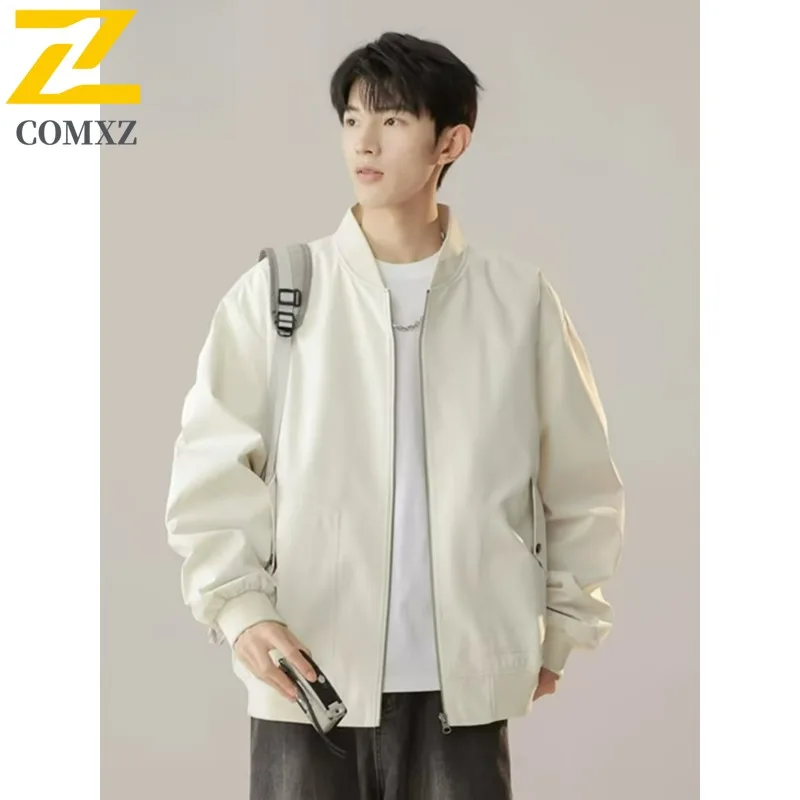 

COMXZ Высококачественная мужская куртка с воротником-стойкой, уютное велосипедное мотоциклетное пальто, легкая осенняя мужская ветровка в городском уличном стиле