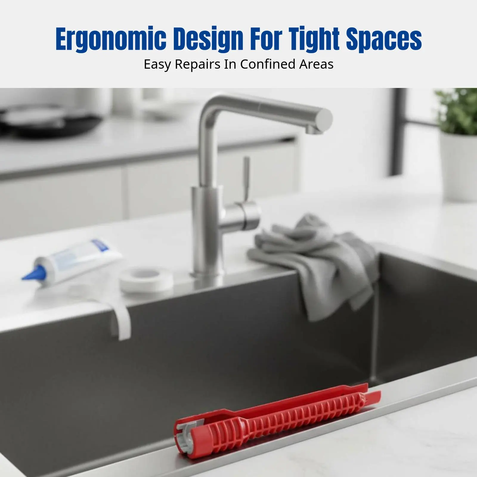 Plumbing Sink Wrench, Multifunctional Plastic Tool, Bathroom Faucet Valve Installation, Home Repair view 2