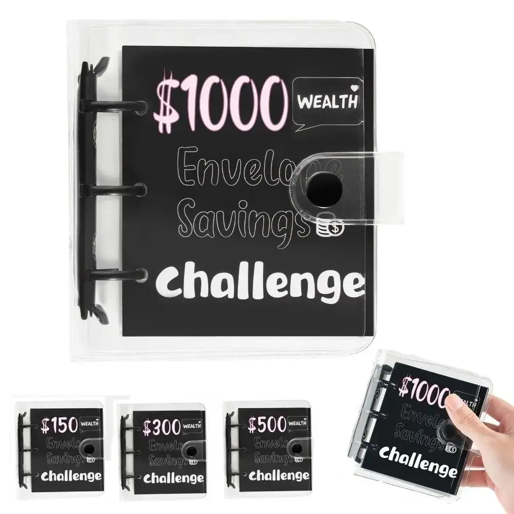 Mini Money Saving Binder PVC Cash Envelopes Savings Challenges Book Durable $150/300/500/1000 Mini Budget Binder
