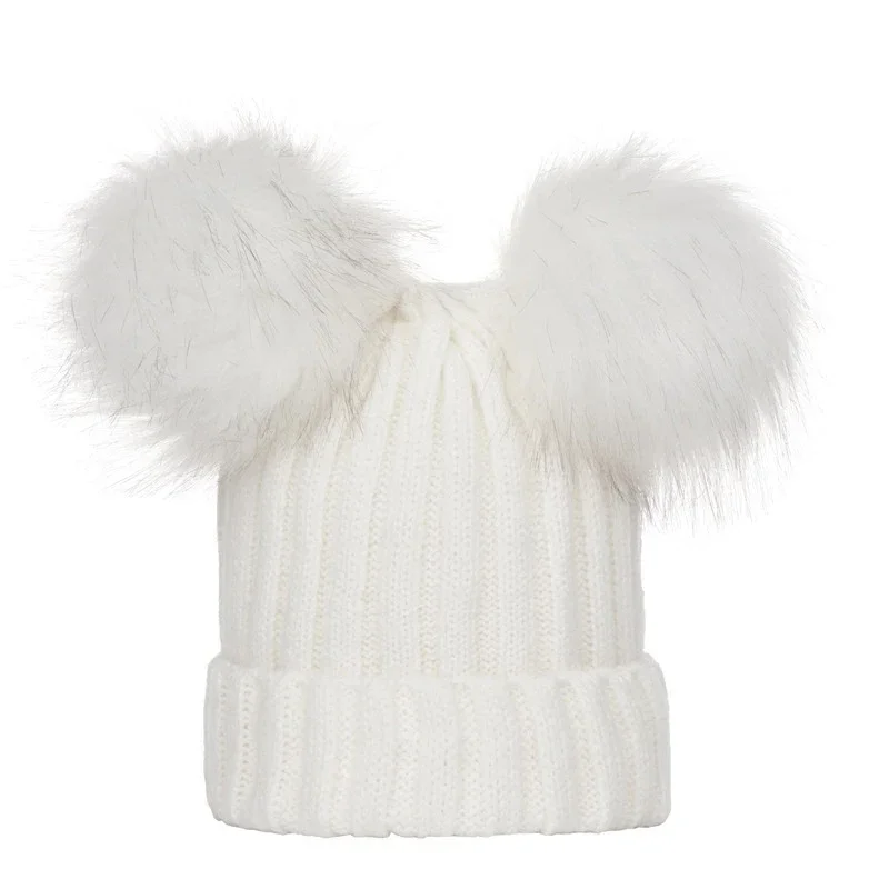 2024 Madre Bambini Cappelli Cappello Bobble Bambini Cap Pom Pom Berretti Berretti Bambini Cap Infantile Cofano Accessori per Neonate Ragazzi 0-3Y