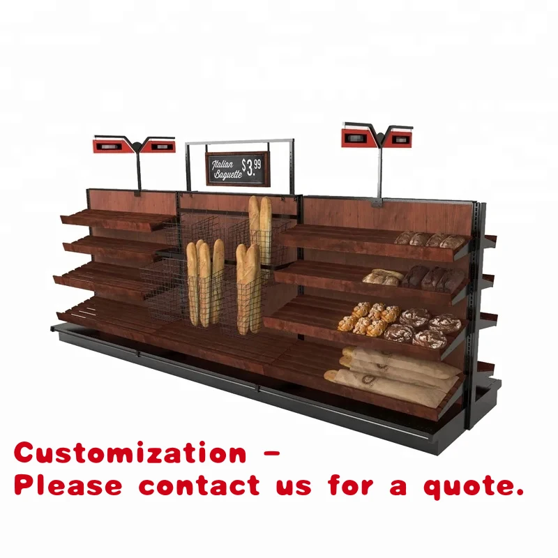 custom.Customized Bakery Display Fixture Design Wooden Bread Display Shelves