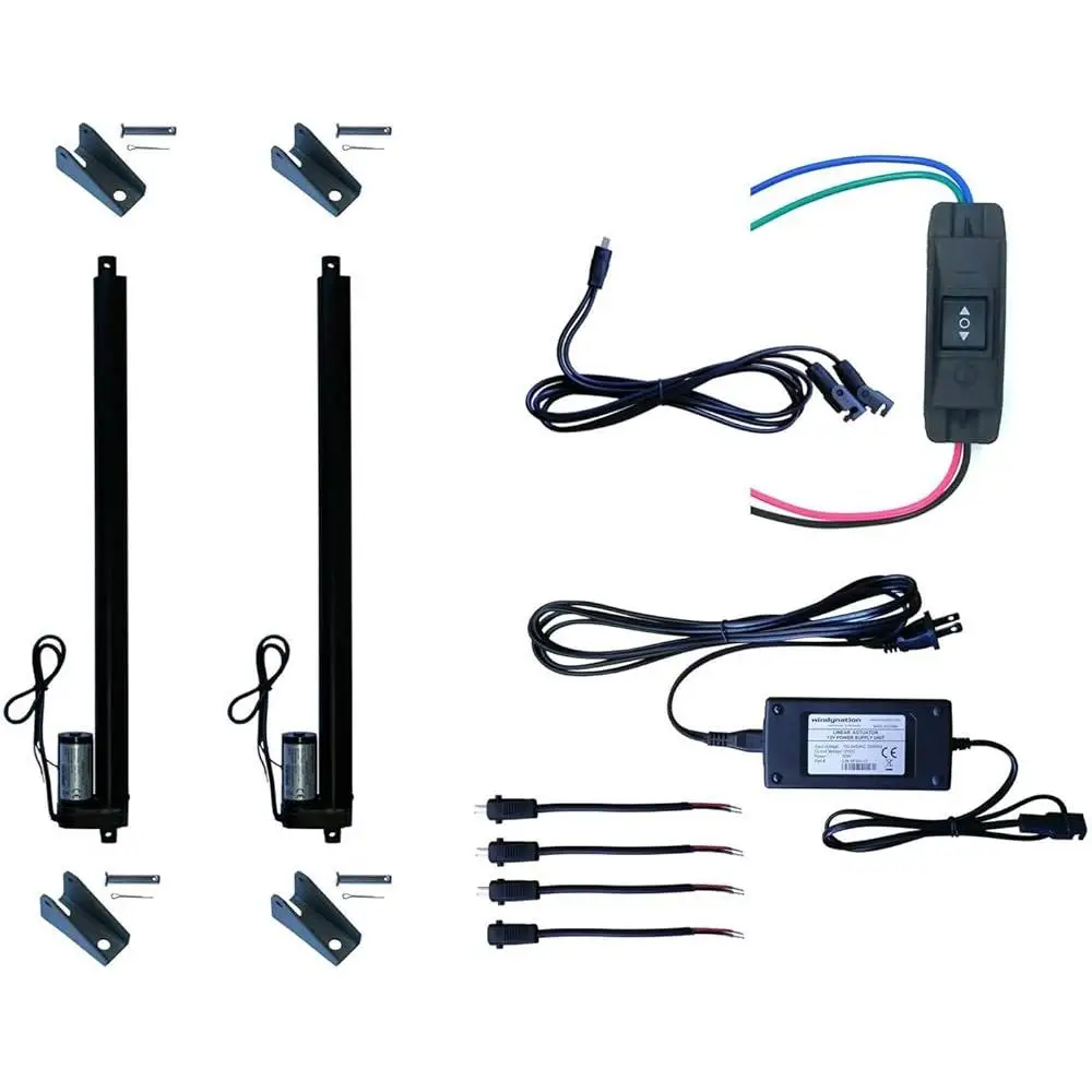 Kit attuatore lineare 12V 225lbs 2 pezzi con interruttore DPDT Staffe di montaggio per alimentatore Connettori Corsa 16 pollici IP65