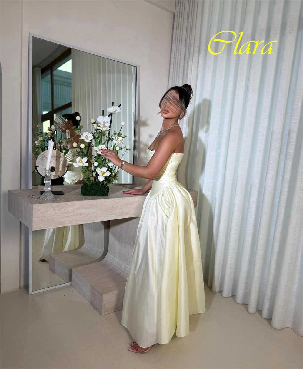 فستان سهرة رشيق مخصص بدون حمالات وفساتين مناسبة خاصة رائعة من الساتان وفساتين حفلات رقيقة بدون أكمام