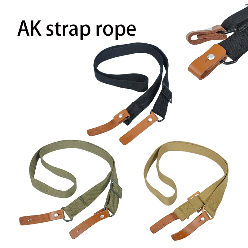 Tactical Original Gun Sling Airsoft Hunting Shooting Adjustable Leather Two Point AK Rifle Strap Outdoor Survival Belt