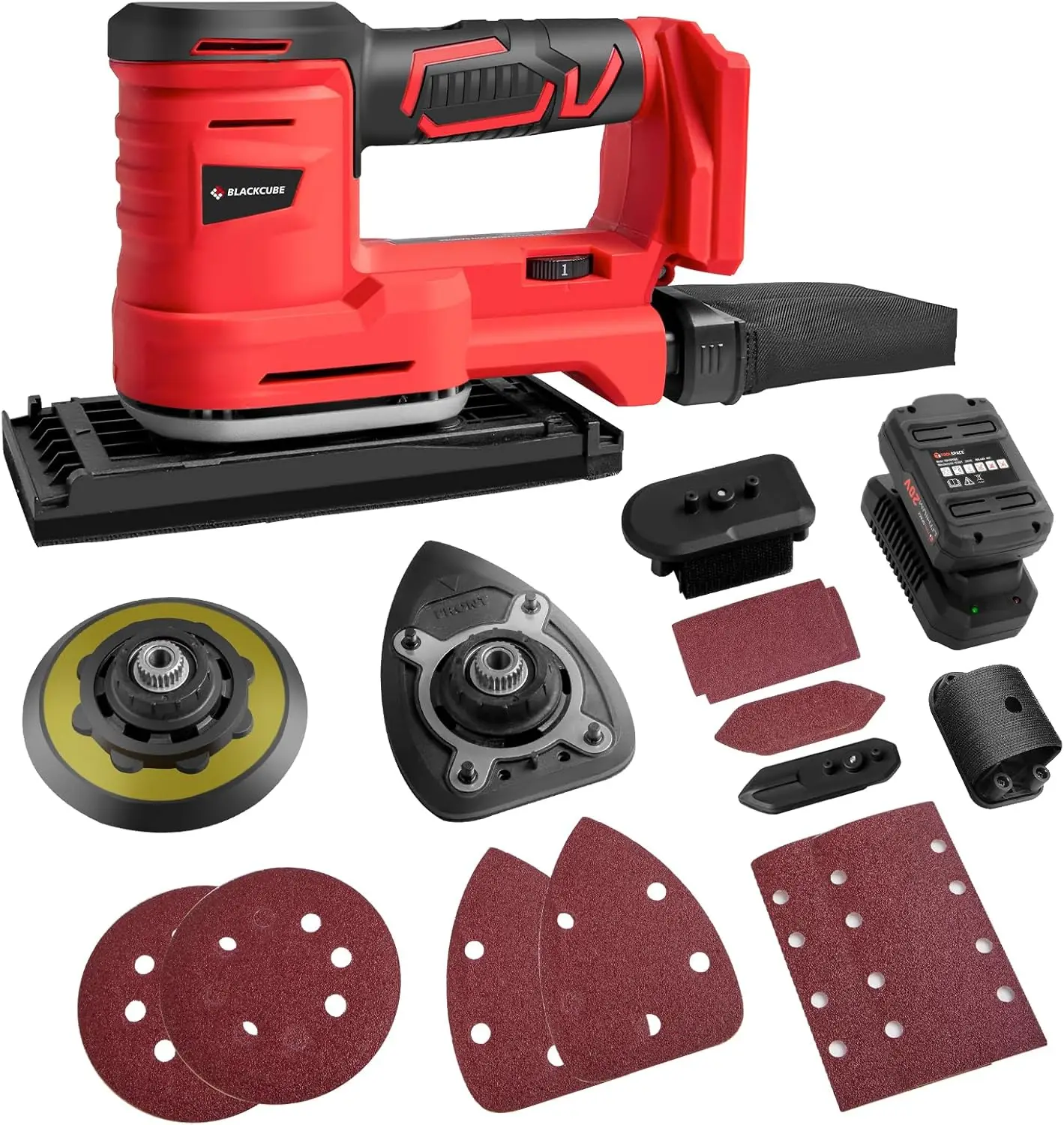 5-in-1 Cordless Multi-function Detail Sander, 20V Powerful Sander with 6 Speeds Control and Dust Bag for Sanding Wood, 2.0 Batte