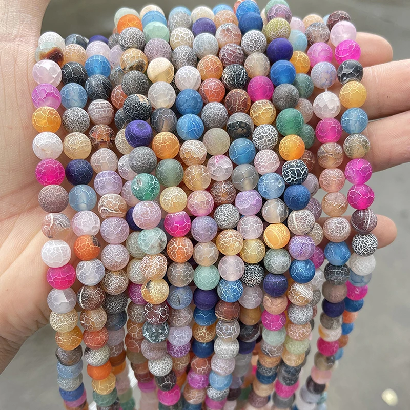 4 6 8 10mm Natural Mixed Color Weather Agates Stone Beads Round Loose Spacer Beads For Jewelry Making DIY Bracelet Necklace