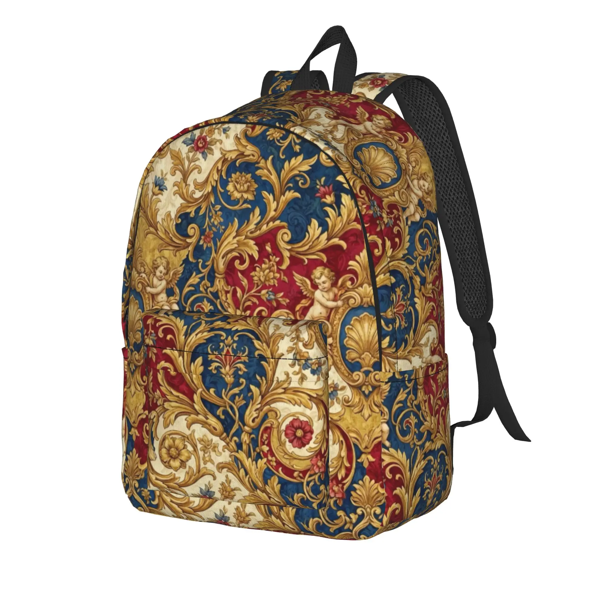 Antique Baroque Pattern Backpack Male  Soft Backpacks Polyester Kawaii School Bags Travel Colorful Rucksack