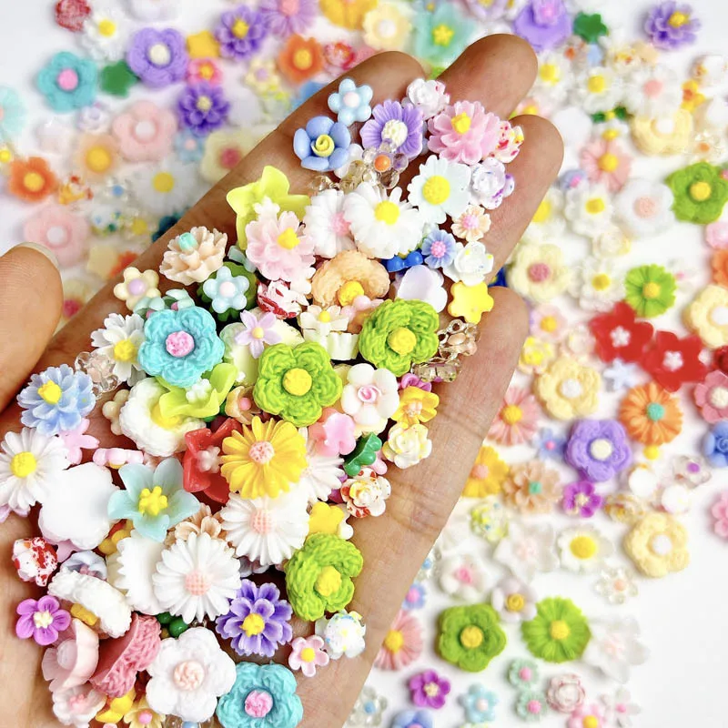 Żywica losowo mieszana Daisy Rose Nail Art Charms Dopamine Flower Series Akcesoria do zdobienia paznokci Ręcznie robiona spinka do paznokci DIY