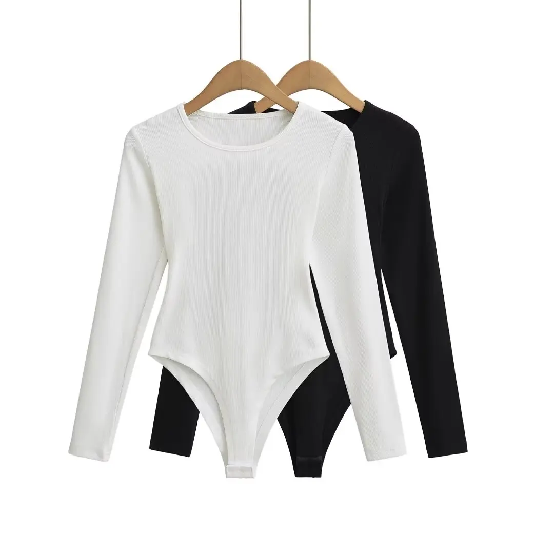 Mono Corto Sexy Estilo Urbano, Manga Larga, Espalda Descubierta, Cintura Alta, Ropa Interior Cómoda e Informal