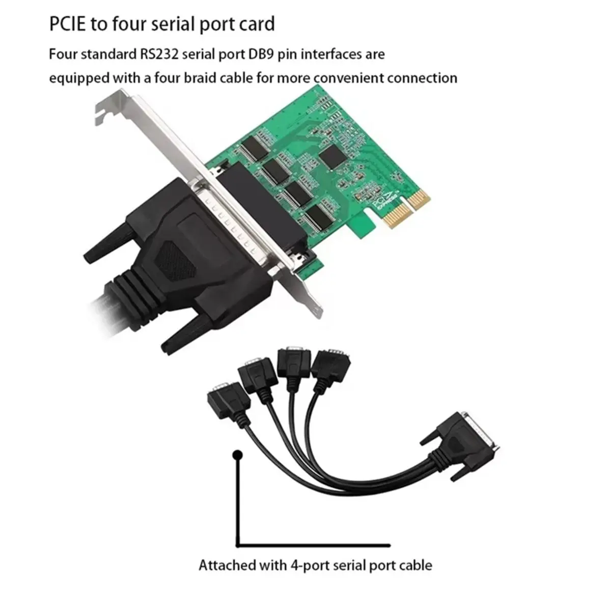 PCI Express Expansion Card PCI-E to 4-Port RS232 Serial Expansion Adapter PCIE Serial Port Card TXB174-PCIE-AX99100