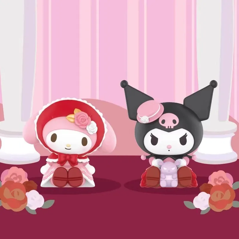 Miniso Sanrio Rose Kuromi علاج ، Kawaii Q نسخة ، مجموعة جراج صندوق أعمى ، زخارف زخرفية لسطح المكتب ، هدايا أعياد الأطفال