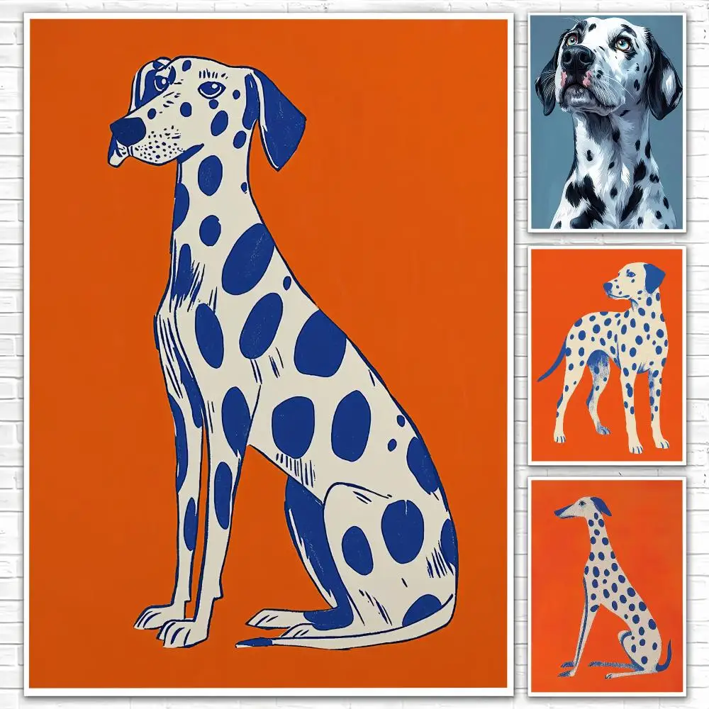 Dalmatian Dog HD Wall Art Poster Bold Abstract Animal Illustration Mid Century Modern Playful Home Decor Dog Lover Gift