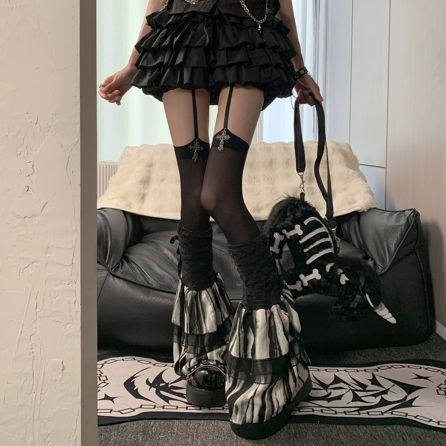 مثير الرباط حزام عبر جوارب النساء جوارب سوداء مع حزام جوارب الركبة القوطي تخزين الفخذ العليا الجوارب الطويلة جوارب طويلة