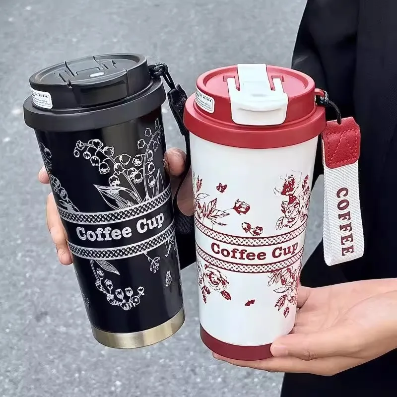 

500ML Thermo Cafe Coffee Mug Car Thermos Mug LeakProof Travel Thermo Cup for Coffee Vacuum Flask Gift Insulated Cup for Women
